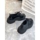 Women British Style Comfy Wearable Black Lace Up Platform Casual Shoes